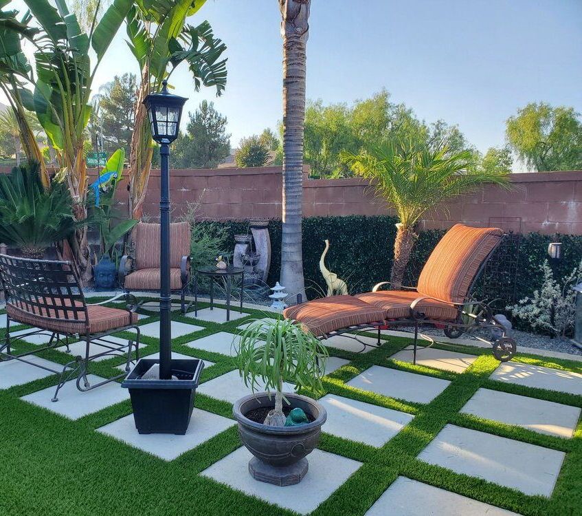Lety A Corona, Backyard Turf and Pavers Landscape Design, Artificial Grass & Pavers Design Services, Corona CA