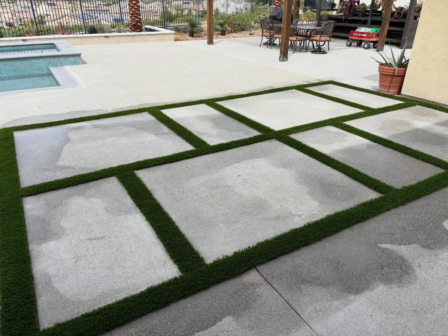Paver Patio, Corona Artificial Grass & Pavers