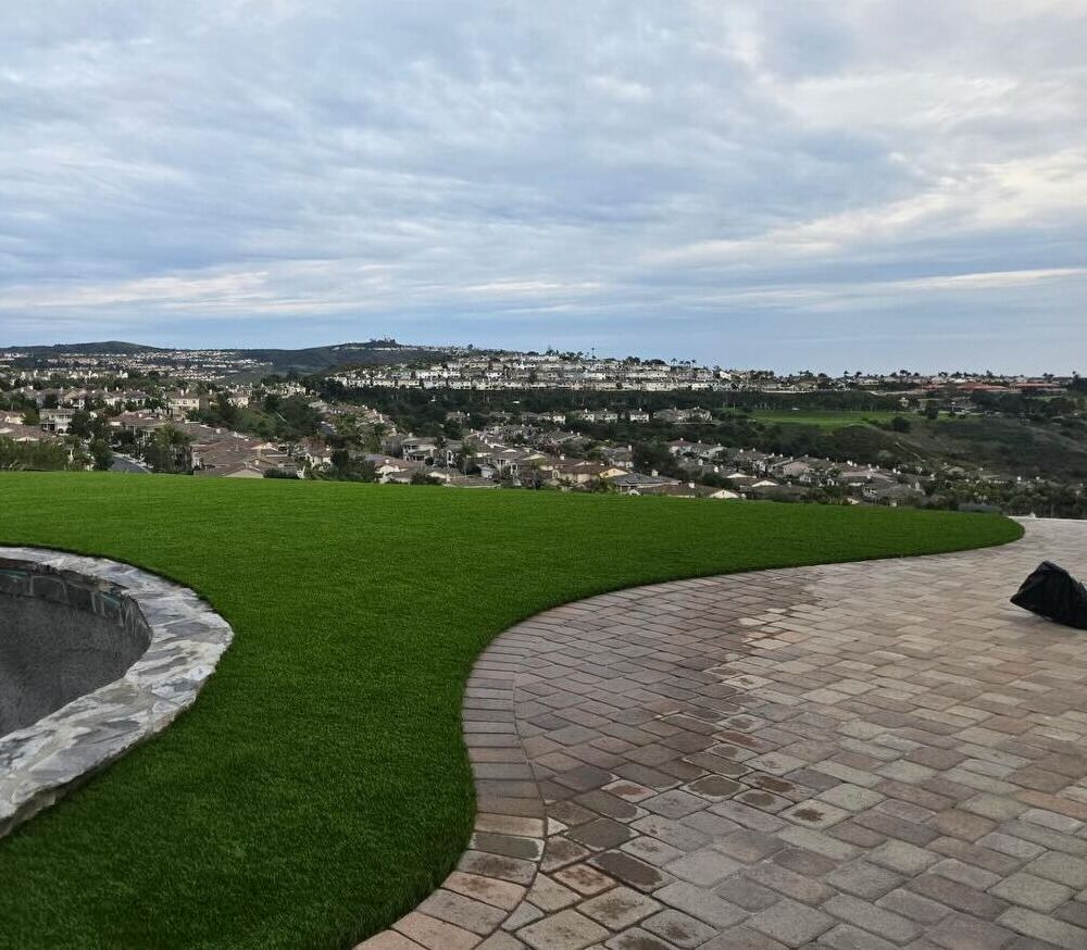 Oakmont Pool Side After, Orange County Paver Pool Deck, Corona Artificial Grass & Pavers